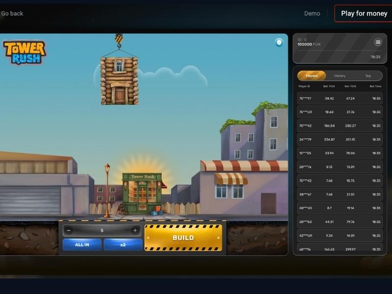 Tower Rush by Galaxsys at PinUp Casino